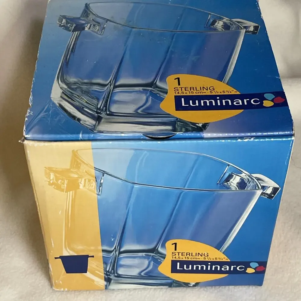 Ice Bucket LUMINARC Sterling France Glass Clear Arques France- Engraved Polo